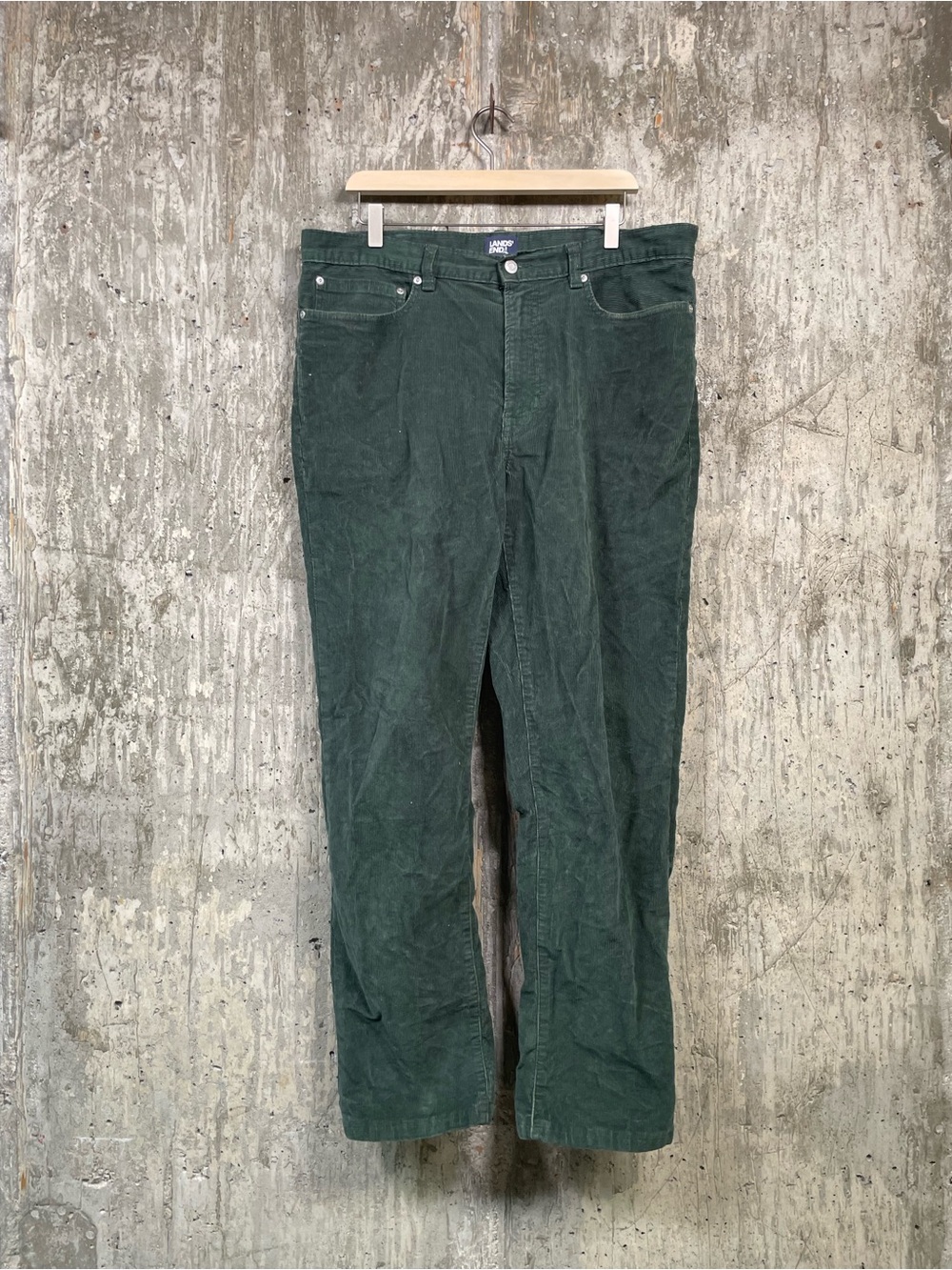 LANDS' END Men's Traditional Fit Corduroy Pants Size 36 in Green